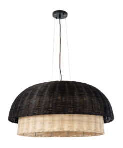 GLOBOSTAR® CORSICA 02216 Boho Κρεμαστό Φωτιστικό Οροφής με Ντουί 1 x E27 AC 220-240V IP20 - Μαύρο & Μπεζ - Μ70 x Π70 x Υ35cm 15 02216 4