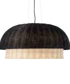 GLOBOSTAR® CORSICA 02216 Boho Κρεμαστό Φωτιστικό Οροφής με Ντουί 1 x E27 AC 220-240V IP20 - Μαύρο & Μπεζ - Μ70 x Π70 x Υ35cm 16 02216 5