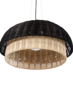 GLOBOSTAR® CORSICA 02216 Boho Κρεμαστό Φωτιστικό Οροφής με Ντουί 1 x E27 AC 220-240V IP20 - Μαύρο & Μπεζ - Μ70 x Π70 x Υ35cm 17 02216 6