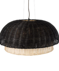 GLOBOSTAR® CORSICA 02216 Boho Κρεμαστό Φωτιστικό Οροφής με Ντουί 1 x E27 AC 220-240V IP20 - Μαύρο & Μπεζ - Μ70 x Π70 x Υ35cm 18 02216 7