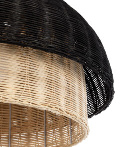 GLOBOSTAR® CORSICA 02216 Boho Κρεμαστό Φωτιστικό Οροφής με Ντουί 1 x E27 AC 220-240V IP20 - Μαύρο & Μπεζ - Μ70 x Π70 x Υ35cm 20 02216 9