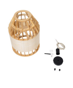 GLOBOSTAR® GALIA 02219 Boho Κρεμαστό Φωτιστικό Οροφής με Ντουί 1 x E27 AC 220-240V IP20 - Μπεζ & Καφέ - Μ30 x Π30 x Υ40cm 20 02219 10