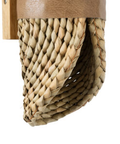 GloboStar® GUAVA 02222 Boho Επιτοίχιο Φωτιστικό Απλίκα Δίφωτο 2 x G9 IP20 Μπεζ Ξύλο με Καφέ Δέρμα - Μ11 x Π13 x Υ30cm 13 02222 7