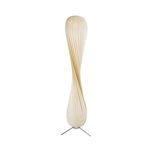 GloboStar® GloboStar® PRAIA 02225 Μοντέρνο Επιδαπέδιο Φωτιστικό Δίφωτο 2 x E27 IP20 Μπεζ Ξύλο - Μ25 x Π25 x Υ145cm