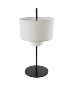 GloboStar® GloboStar® MARIGOLD 02227 Μοντέρνο Επιτραπέζιο Φωτιστικό Πορτατίφ Τρίφωτο 3 x E27 IP20 Μαύρο Μέταλλο με Μπεζ Ύφασμα - M36 x Π36 x Υ70cm