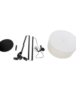 GloboStar® MARIGOLD 02228 Μοντέρνο Επιδαπέδιο Φωτιστικό Τρίφωτο 3 x E27 IP20 Μαύρο Αλουμίνιο με Λευκό Ύφασμα - Μ46 x Π46 x Υ160cm 19 02228 10