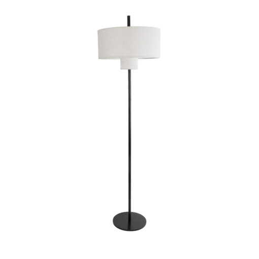GloboStar® GloboStar® MARIGOLD 02228 Μοντέρνο Επιδαπέδιο Φωτιστικό Τρίφωτο 3 x E27 IP20 Μαύρο Αλουμίνιο με Λευκό Ύφασμα - Μ46 x Π46 x Υ160cm