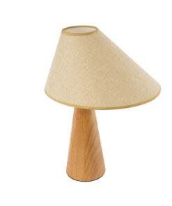 GloboStar® GloboStar® KAUAI 02229 Boho Επιτραπέζιο Φωτιστικό Πορτατίφ Μονόφωτο 1 x E27 IP20 Μπεζ Ξύλο με Μπεζ Ύφασμα - Μ38 x Π30 x Υ48cm