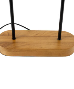 GloboStar® AZUL 02231 Boho Επιτραπέζιο Φωτιστικό Πορτατίφ Διφωτο 2 x E27 IP20 Μπεζ & Καφέ Ξύλο με Μαύρο Μέταλλο - Μ45 x Π11 x Υ75cm 16 02231 8