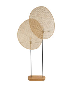 GloboStar® AZUL 02232 Boho Επιδαπέδιο Φωτιστικό Διφωτο 2 x E27 IP20 Μπεζ Ξύλο με Μαύρο Μέταλλο - Μ90 x Π17 x Υ170cm 14 02232 4