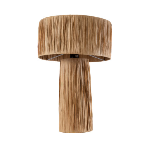 GloboStar® GloboStar® NASSAU 02233 Boho Επιτραπέζιο Φωτιστικό Πορτατίφ Μονόφωτο 1 x E27 IP20 Καφέ Raffia - Μ37 x Π37 x Υ55cm