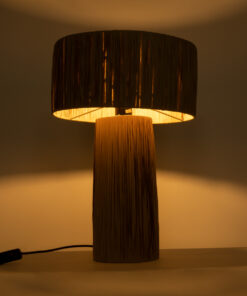 Alternative view of GloboStar® NASSAU 02233 Boho Επιτραπέζιο Φωτιστικό Πορτατίφ Μονόφωτο 1 x E27 IP20 Καφέ Raffia - Μ37 x Π37 x Υ55cm