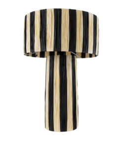 GloboStar® GloboStar® NASSAU 02234 Boho Επιτραπέζιο Φωτιστικό Πορτατίφ Μονόφωτο 1 x E27 IP20 Μπεζ & Μαύρη Raffia - Μ37 x Π37 x Υ55cm