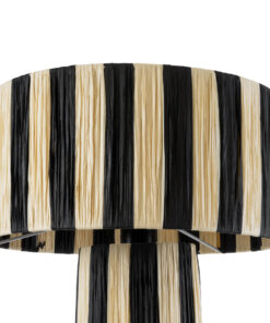 GloboStar® NASSAU 02234 Boho Επιτραπέζιο Φωτιστικό Πορτατίφ Μονόφωτο 1 x E27 IP20 Μπεζ & Μαύρη Raffia - Μ37 x Π37 x Υ55cm 12 02234 7