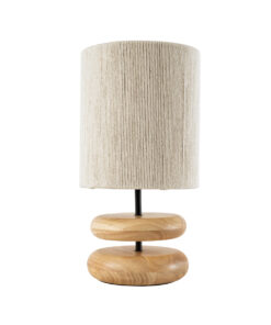 Alternative view of GloboStar® TUVALU 02236 Boho Επιτραπέζιο Φωτιστικό Πορτατίφ Μονόφωτο 1 x E27 IP20 Καφέ Ξύλο με Μπεζ Βαμβακερό Νήμα - Μ22 x Π22 x Υ42cm