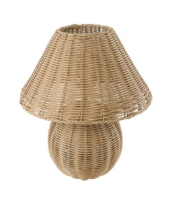 GloboStar® GloboStar® PERU 02239 Boho Επιτραπέζιο Φωτιστικό Πορτατίφ Μονόφωτο 1 x E27 IP20 Μπεζ Ξύλο - Μ40 x Π40 x Υ45cm
