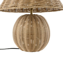 GloboStar® PERU 02239 Boho Επιτραπέζιο Φωτιστικό Πορτατίφ Μονόφωτο 1 x E27 IP20 Μπεζ Ξύλο - Μ40 x Π40 x Υ45cm 12 02239 6