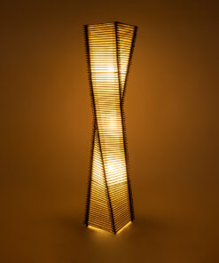 Alternative view of GloboStar® PALMA 02273 Boho Επιδαπέδιο Φωτιστικό Δίφωτο 2 x E27 IP20 Καφέ Ξύλο με Μπεζ Ύφασμα - Μ34 x Π34 x Υ130cm