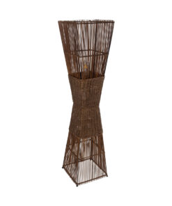 GloboStar® GloboStar® PALMA 02275 Boho Επιδαπέδιο Φωτιστικό Δίφωτο 2 x E27 IP20 Καφέ Ξύλο - Μ30 x Π30 x Υ130cm