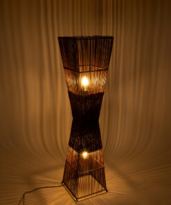 Alternative view of GloboStar® PALMA 02275 Boho Επιδαπέδιο Φωτιστικό Δίφωτο 2 x E27 IP20 Καφέ Ξύλο - Μ30 x Π30 x Υ130cm