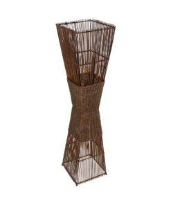 GloboStar® PALMA 02275 Boho Επιδαπέδιο Φωτιστικό Δίφωτο 2 x E27 IP20 Καφέ Ξύλο - Μ30 x Π30 x Υ130cm 10 02275 4