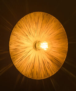 Alternative view of GloboStar® COLOMBO 02277 Boho Επιτοίχιο Φωτιστικό Απλίκα Μονόφωτο 1 x E27 IP20 Μπεζ Raffia - Μ40 x Π40 x Υ9cm