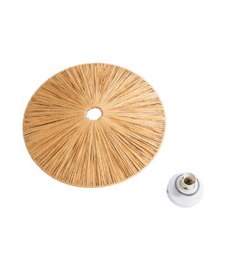 GloboStar® COLOMBO 02277 Boho Επιτοίχιο Φωτιστικό Απλίκα Μονόφωτο 1 x E27 IP20 Μπεζ Raffia - Μ40 x Π40 x Υ9cm 14 02277 6