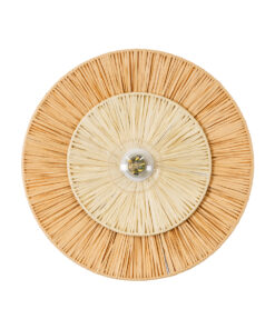 GloboStar® COLOMBO 02278 Boho Επιτοίχιο Φωτιστικό Απλίκα Μονόφωτο 1 x E27 IP20 Μπεζ Raffia - Μ40 x Π40 x Υ9cm 12 02278 4