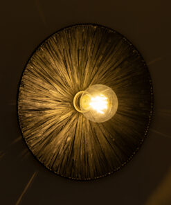 Alternative view of GloboStar® COLOMBO 02279 Boho Επιτοίχιο Φωτιστικό Απλίκα Μονόφωτο 1 x E27 IP20 Μαύρη Raffia - Μ40 x Π40 x Υ9cm