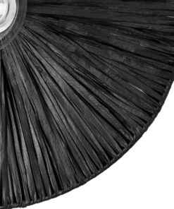 GloboStar® COLOMBO 02279 Boho Επιτοίχιο Φωτιστικό Απλίκα Μονόφωτο 1 x E27 IP20 Μαύρη Raffia - Μ40 x Π40 x Υ9cm 12 02279 5