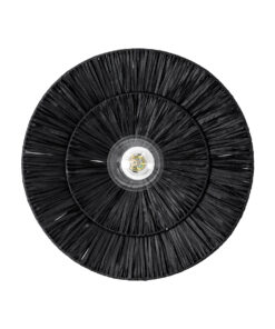 GloboStar® COLOMBO 02280 Boho Επιτοίχιο Φωτιστικό Απλίκα Μονόφωτο 1 x E27 IP20 Μαύρη Raffia - Μ40 x Π40 x Υ9cm 11 02280 4