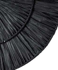 GloboStar® COLOMBO 02280 Boho Επιτοίχιο Φωτιστικό Απλίκα Μονόφωτο 1 x E27 IP20 Μαύρη Raffia - Μ40 x Π40 x Υ9cm 12 02280 5