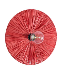 GloboStar® GloboStar® COLOMBO 02281 Boho Επιτοίχιο Φωτιστικό Απλίκα Μονόφωτο 1 x E27 IP20 Κόκκινη Raffia - Μ40 x Π40 x Υ9cm