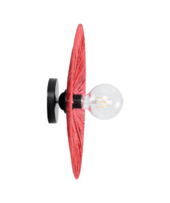 GloboStar® COLOMBO 02281 Boho Επιτοίχιο Φωτιστικό Απλίκα Μονόφωτο 1 x E27 IP20 Κόκκινη Raffia - Μ40 x Π40 x Υ9cm 10 02281 4