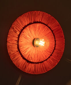 Alternative view of GloboStar® COLOMBO 02282 Boho Επιτοίχιο Φωτιστικό Απλίκα Μονόφωτο 1 x E27 IP20 Κόκκινη Raffia - Μ40 x Π40 x Υ9cm