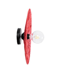 GloboStar® COLOMBO 02282 Boho Επιτοίχιο Φωτιστικό Απλίκα Μονόφωτο 1 x E27 IP20 Κόκκινη Raffia - Μ40 x Π40 x Υ9cm 10 02282 4