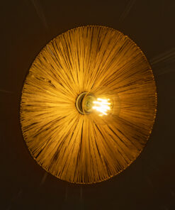 Alternative view of GloboStar® COLOMBO 02283 Boho Επιτοίχιο Φωτιστικό Απλίκα Μονόφωτο 1 x E27 IP20 Μπεζ Raffia - Μ40 x Π40 x Υ9cm