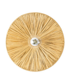 GloboStar® COLOMBO 02283 Boho Επιτοίχιο Φωτιστικό Απλίκα Μονόφωτο 1 x E27 IP20 Μπεζ Raffia - Μ40 x Π40 x Υ9cm 12 02283 4