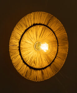 GloboStar® COLOMBO 02284 Boho Επιτοίχιο Φωτιστικό Απλίκα Μονόφωτο 1 x E27 IP20 Μπεζ Raffia - Μ40 x Π40 x Υ9cm 10 02284 2