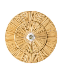 GloboStar® COLOMBO 02284 Boho Επιτοίχιο Φωτιστικό Απλίκα Μονόφωτο 1 x E27 IP20 Μπεζ Raffia - Μ40 x Π40 x Υ9cm 12 02284 4