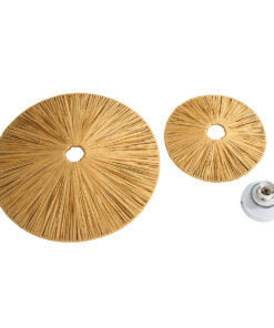 GloboStar® COLOMBO 02284 Boho Επιτοίχιο Φωτιστικό Απλίκα Μονόφωτο 1 x E27 IP20 Μπεζ Raffia - Μ40 x Π40 x Υ9cm 14 02284 6