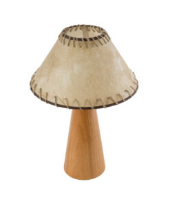 GloboStar® GloboStar® MASPALOMAS 02291 Boho Επιτραπέζιο Φωτιστικό Πορτατίφ Μονόφωτο 1 x E27 IP20 Καφέ Ξύλο με Μπεζ Ύφασμα - Μ30 x Π30 x Υ45cm