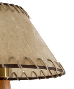 GloboStar® MASPALOMAS 02291 Boho Επιτραπέζιο Φωτιστικό Πορτατίφ Μονόφωτο 1 x E27 IP20 Καφέ Ξύλο με Μπεζ Ύφασμα - Μ30 x Π30 x Υ45cm 12 02291 5