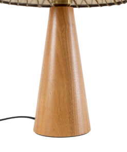 GloboStar® MASPALOMAS 02291 Boho Επιτραπέζιο Φωτιστικό Πορτατίφ Μονόφωτο 1 x E27 IP20 Καφέ Ξύλο με Μπεζ Ύφασμα - Μ30 x Π30 x Υ45cm 13 02291 6