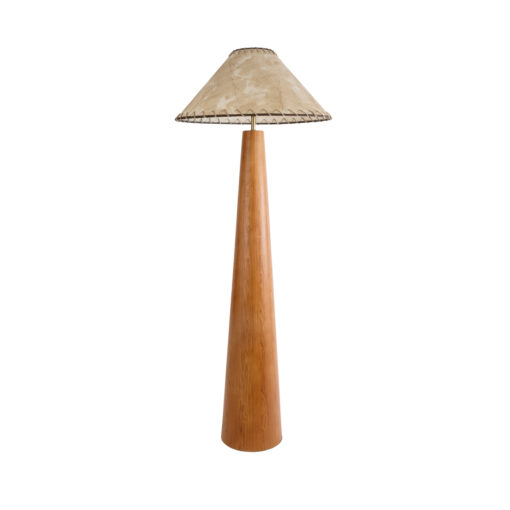 GloboStar® GloboStar® MASPALOMAS 02292 Boho Επιδαπέδιο Φωτιστικό Μονόφωτο 1 x E27 IP20 Καφέ Ξύλο με Μπεζ Ύφασμα - Μ55 x Π55 x Υ145cm