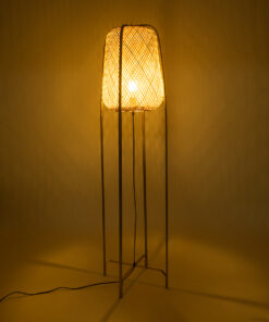 Alternative view of GloboStar® MEILANI 02301 Boho Επιδαπέδιο Φωτιστικό Μονόφωτο 1 x E27 IP20 Χρυσό Μέταλλο με Μπεζ Ξύλο - Μ40 x Π40 x Υ150cm