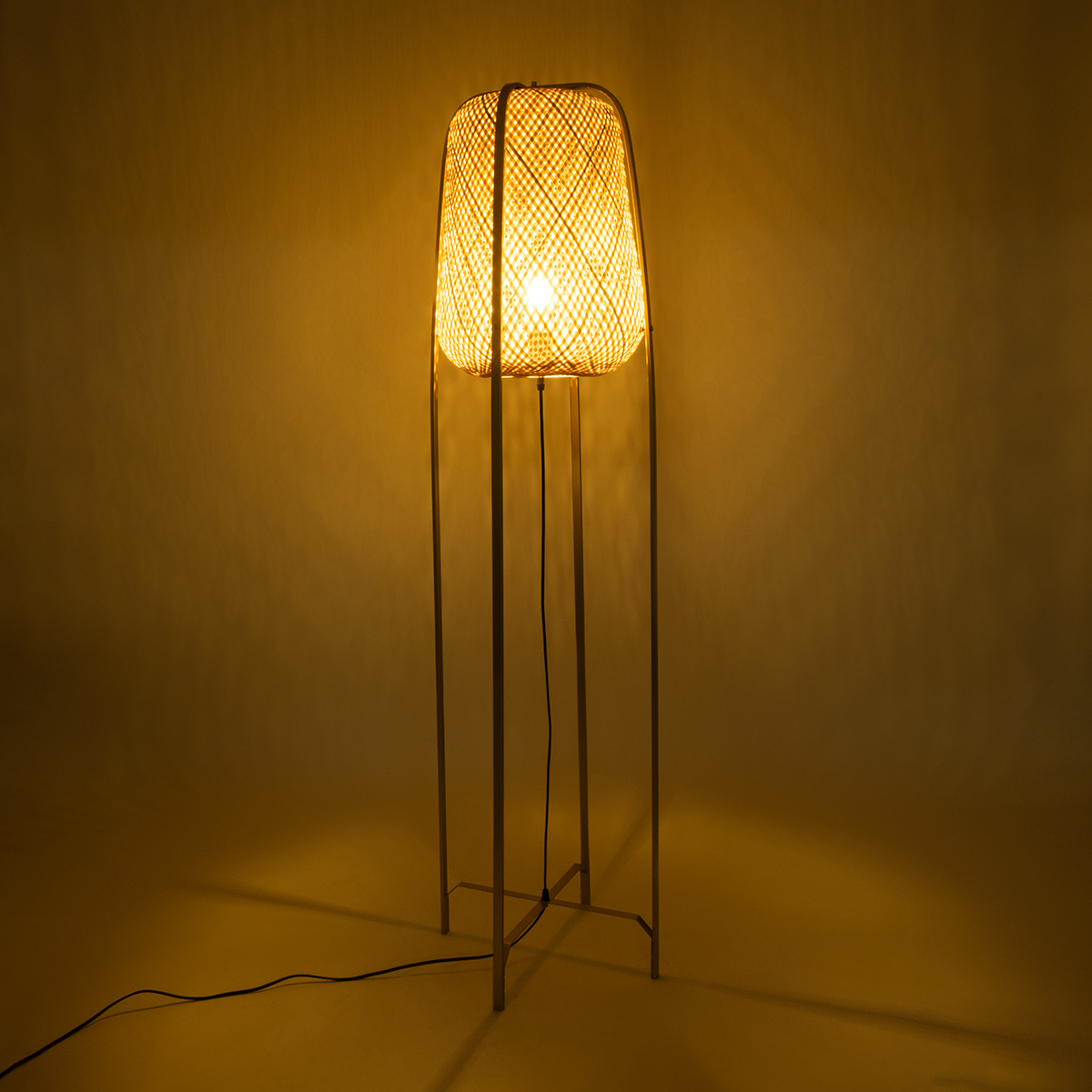 GloboStar® MEILANI 02301 Boho Επιδαπέδιο Φωτιστικό Μονόφωτο 1 x E27 IP20 Χρυσό Μέταλλο με Μπεζ Ξύλο - Μ40 x Π40 x Υ150cm 4 GloboStar® MEILANI 02301 Boho Επιδαπέδιο Φωτιστικό Μονόφωτο 1 x E27 IP20 Χρυσό Μέταλλο με Μπεζ Ξύλο - Μ40 x Π40 x Υ150cm - Image 2