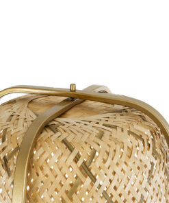 GloboStar® MEILANI 02301 Boho Επιδαπέδιο Φωτιστικό Μονόφωτο 1 x E27 IP20 Χρυσό Μέταλλο με Μπεζ Ξύλο - Μ40 x Π40 x Υ150cm 16 02301 8