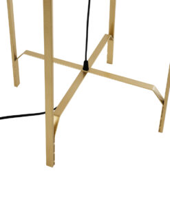 GloboStar® MEILANI 02301 Boho Επιδαπέδιο Φωτιστικό Μονόφωτο 1 x E27 IP20 Χρυσό Μέταλλο με Μπεζ Ξύλο - Μ40 x Π40 x Υ150cm 17 02301 9