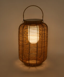 Alternative view of GloboStar® GRAMBIAN 02304 Boho Αυτόνομο Ηλιακό Κρεμαστό/Επιτραπέζιο Φωτιστικό Πορτατίφ LED 5W 200lm 180° με Ενσωματωμένη Μπαταρία IP65 Θερμό Λευκό 3000K Μπεζ Ξύλο - Μ30 x Π30 x Υ48cm - 2 Χρόνια Εγγύηση